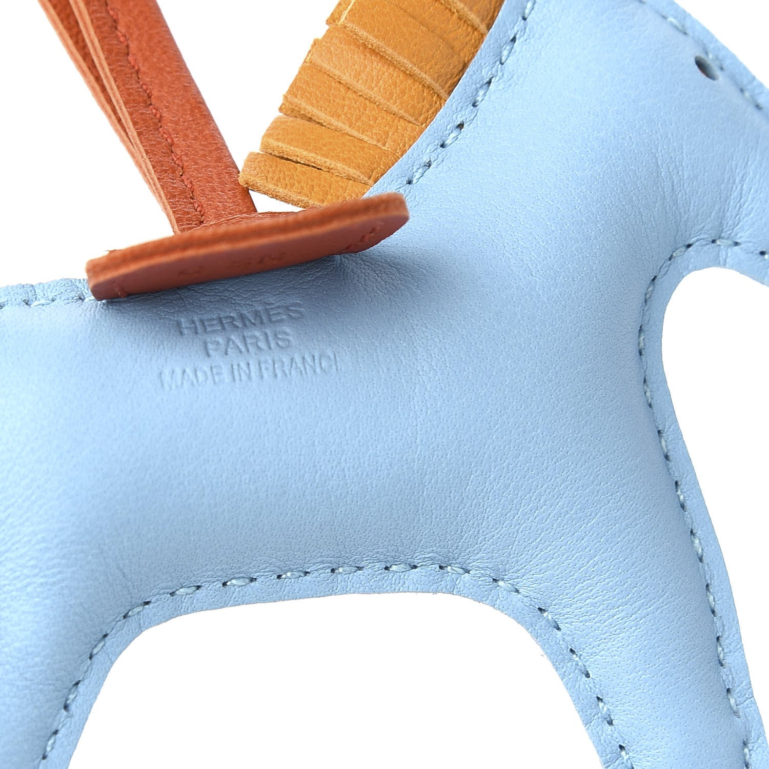 Hermes Milo Lambskin Grigri Rodeo Horse Bag Charm PM Celeste Naturel Bouton D'Or Cornaline 3 of 5