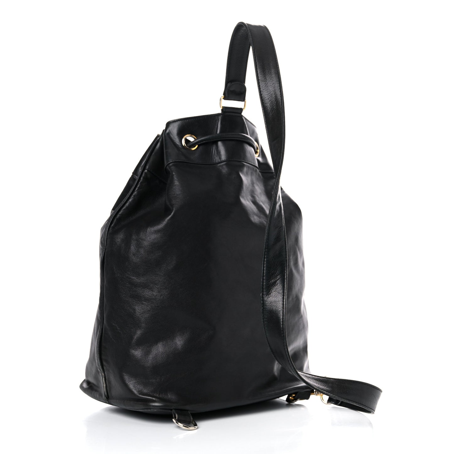 Lambskin Drawstring Sling Backpack Black