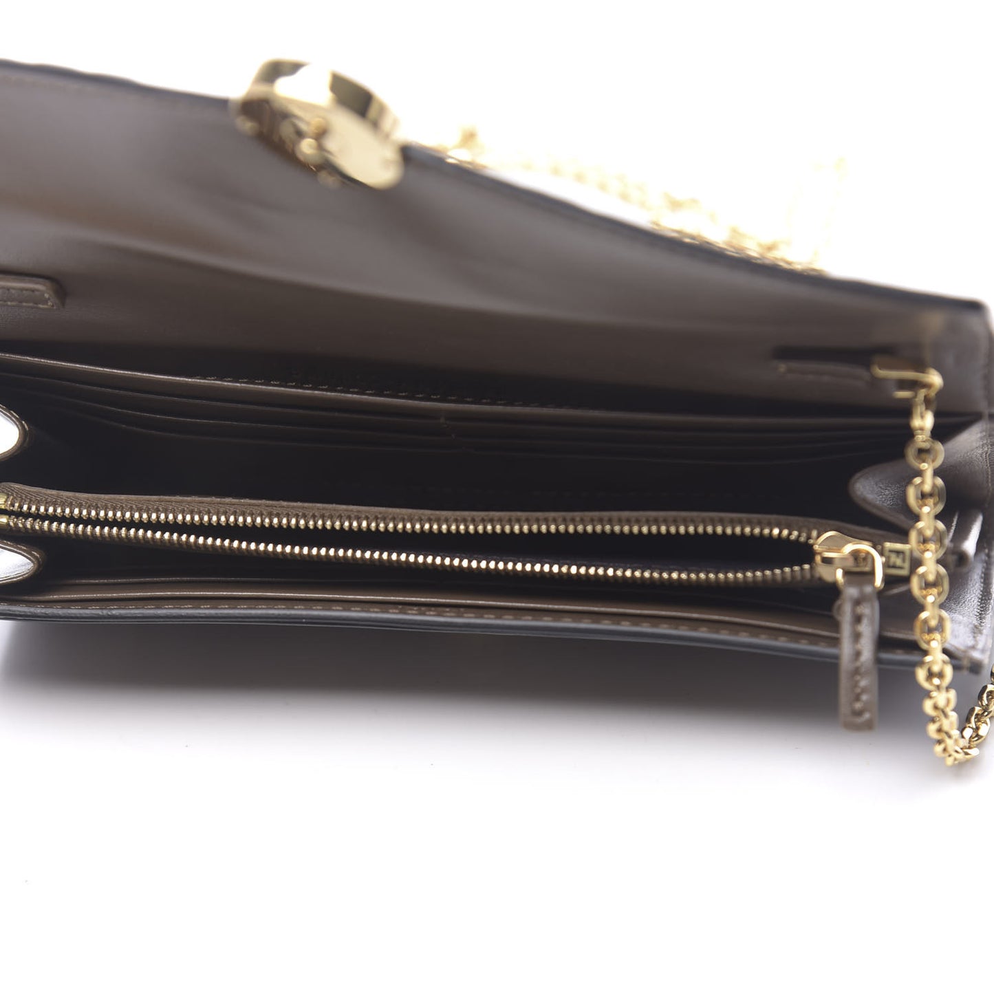 Vitello Soft F is Fendi Bi-Color FF 1974 Embossed Continental Envelope Wallet On Chain Maya Black