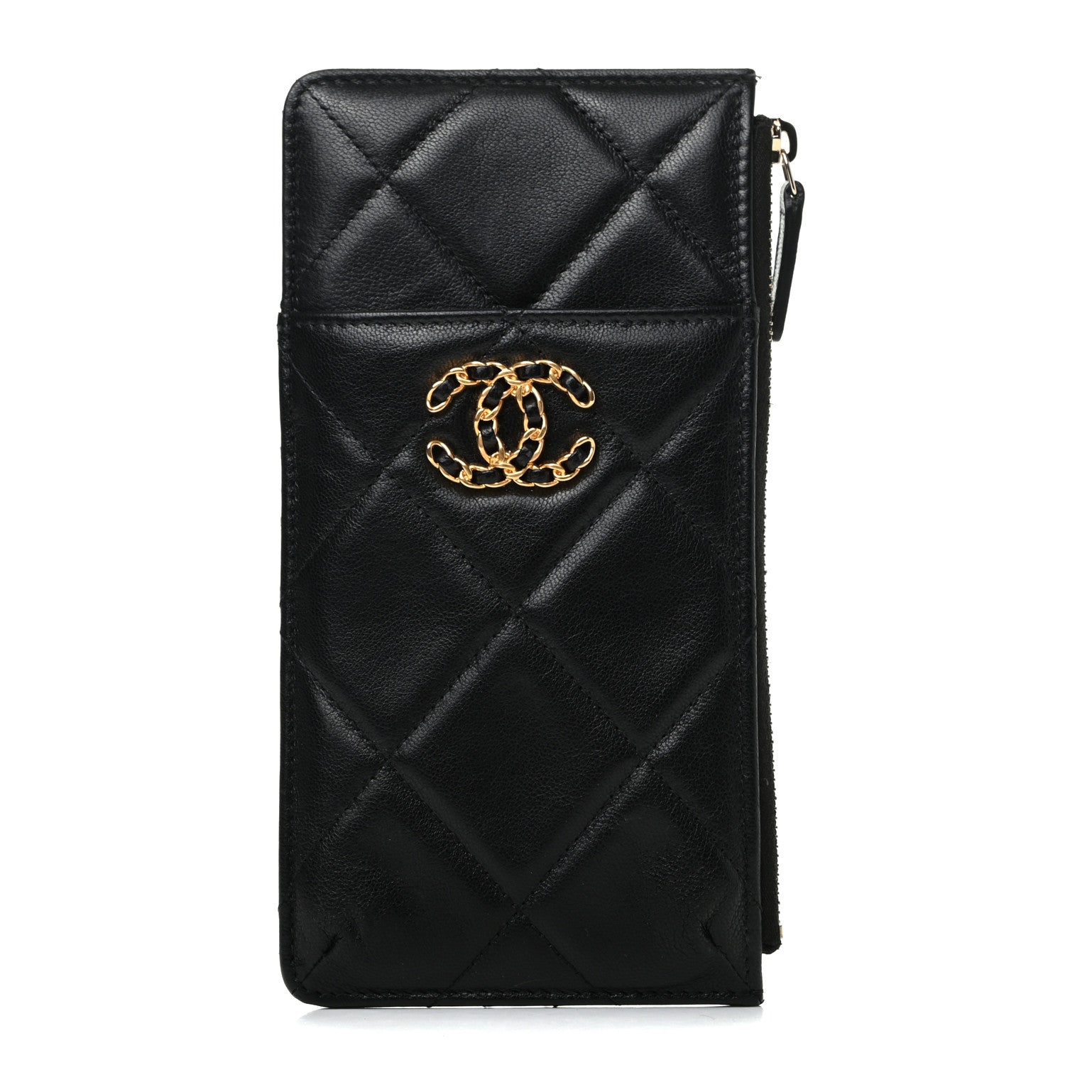 Chanel Goatskin Quilted Chanel 19 Phone and Card Holder Black 1 of 8