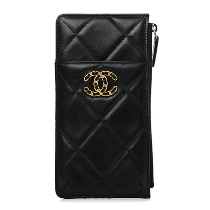 Chanel Goatskin Quilted Chanel 19 Phone and Card Holder Black 1 of 8