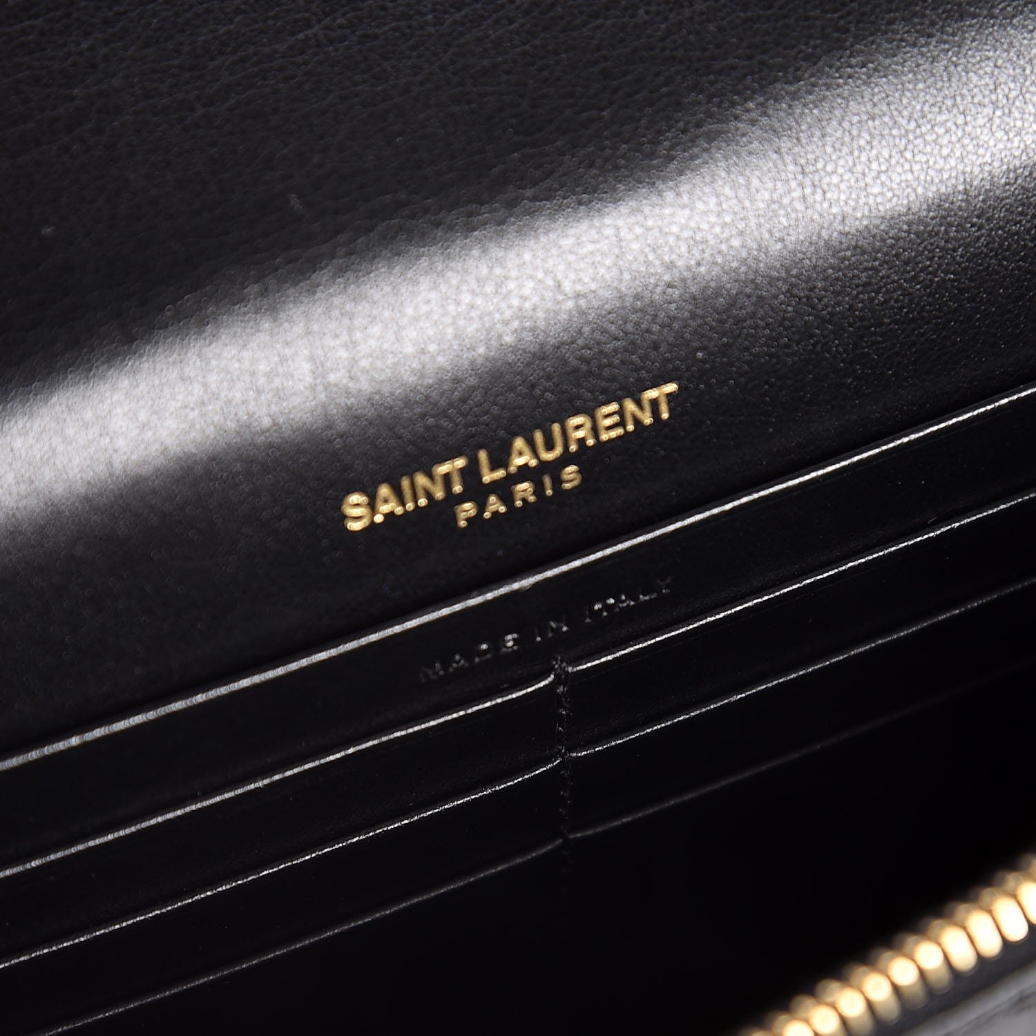 Saint Laurent Calfskin Crocodile Embossed Kate Monogram Tassel Chain Wallet Black 7 of 8