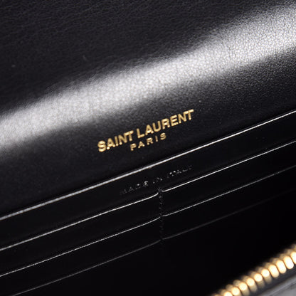 Saint Laurent Calfskin Crocodile Embossed Kate Monogram Tassel Chain Wallet Black 7 of 8