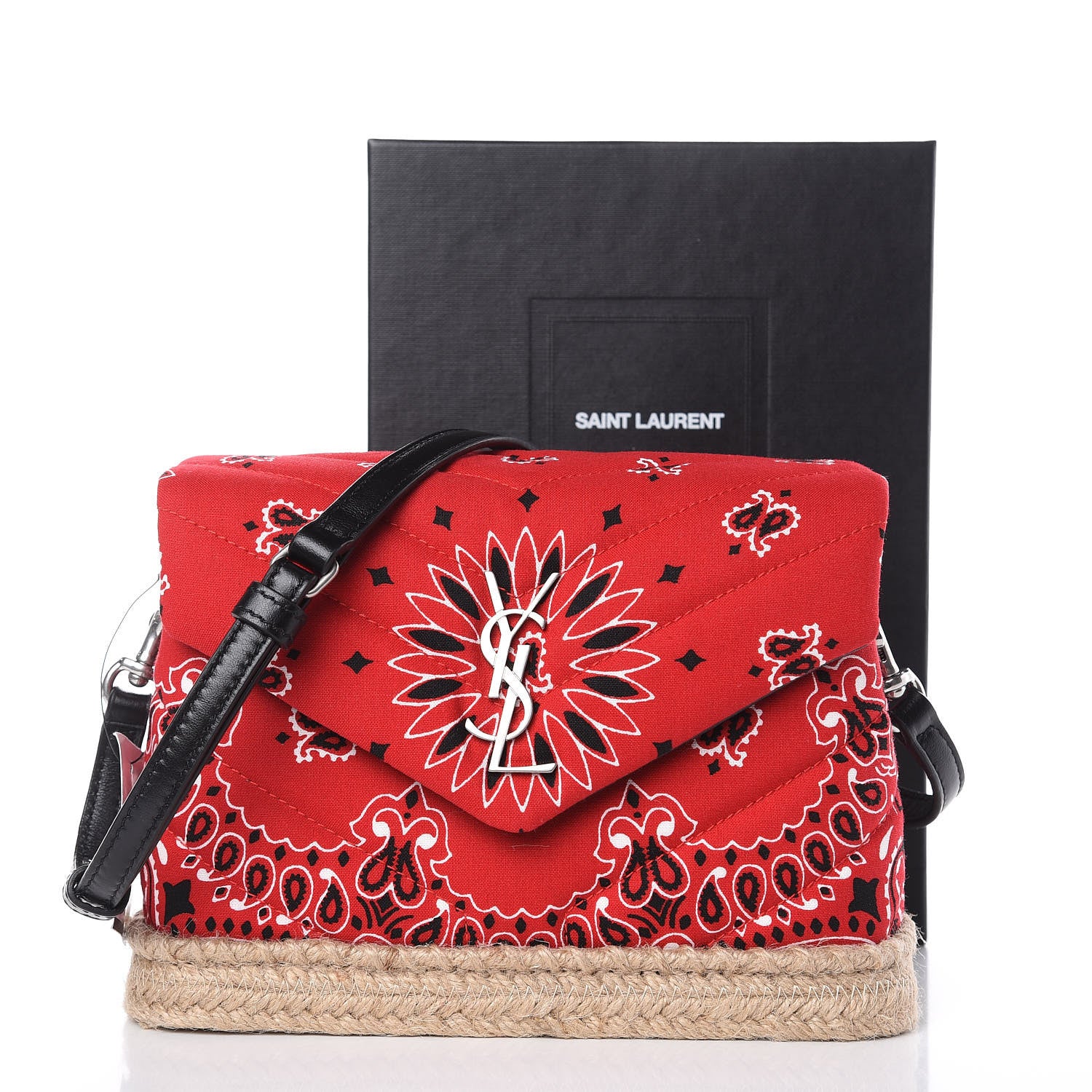 Saint Laurent Cotton Bandana Y Quilted Monogram Toy Loulou Crossbody Bag Red 11 of 11