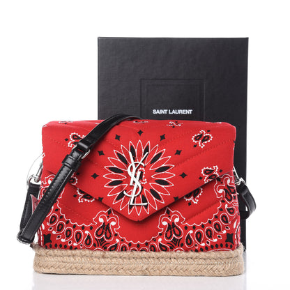 Saint Laurent Cotton Bandana Y Quilted Monogram Toy Loulou Crossbody Bag Red 11 of 11