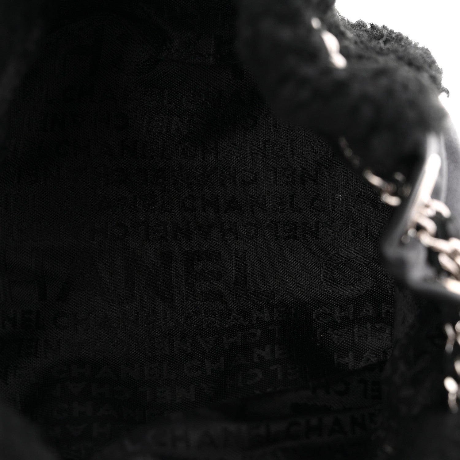 Chanel Fur Satin Drawstring Tassel Sac Cordon Shoulder Bag Black 5 of 8