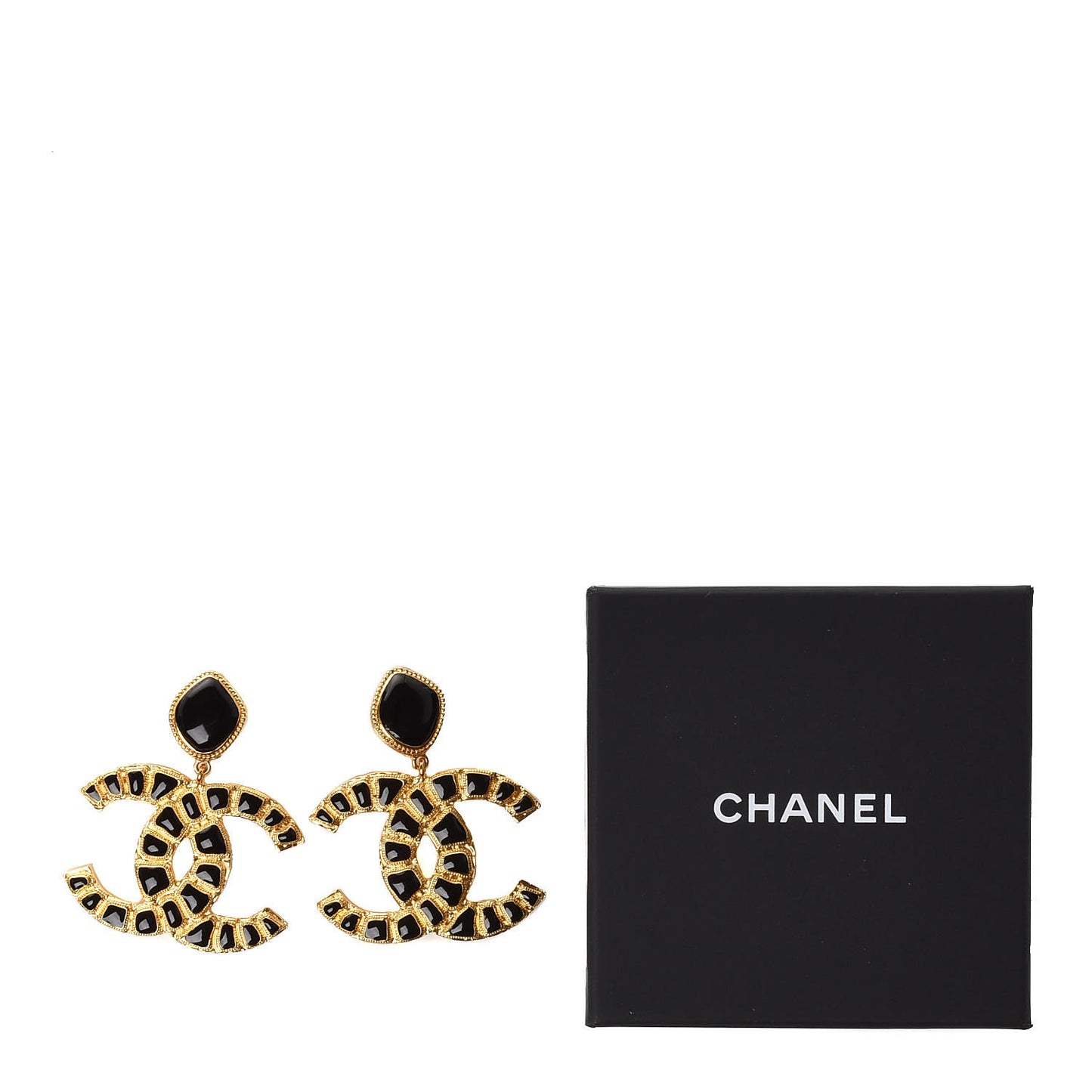 Resin Along The Nile CC Clip On Earrings Gold Black