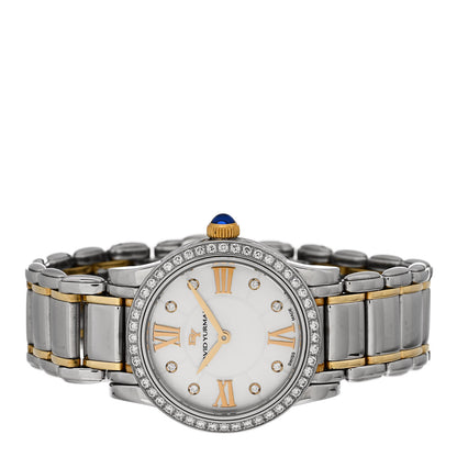 David Yurman Stainless Steel 18K Yellow Gold Diamond Bezel Mother of Pearl 30mm Classic Quartz Watch 2 of 4