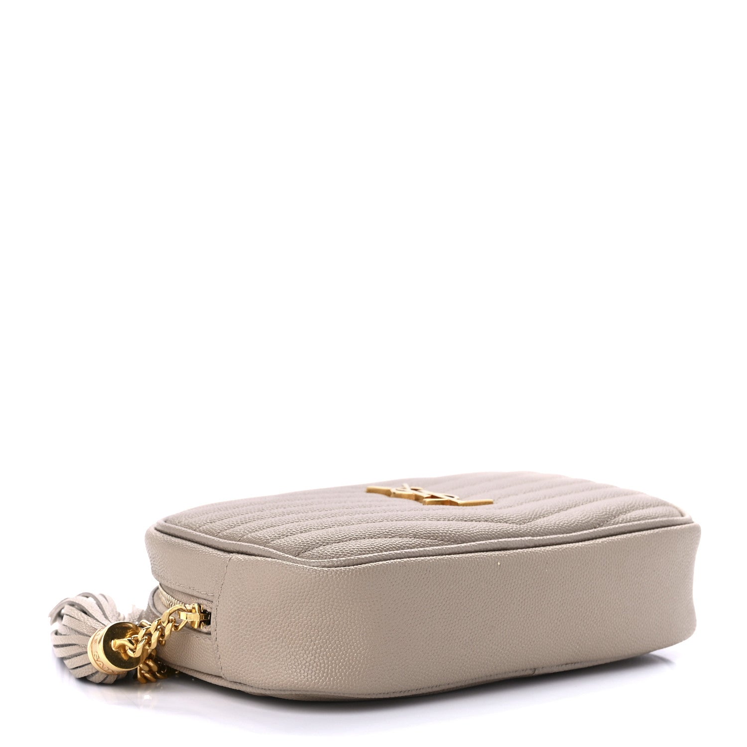 Saint Laurent Grain De Poudre Matelasse Monogram Mini Lou Camera Bag Dark Beige 4 of 11