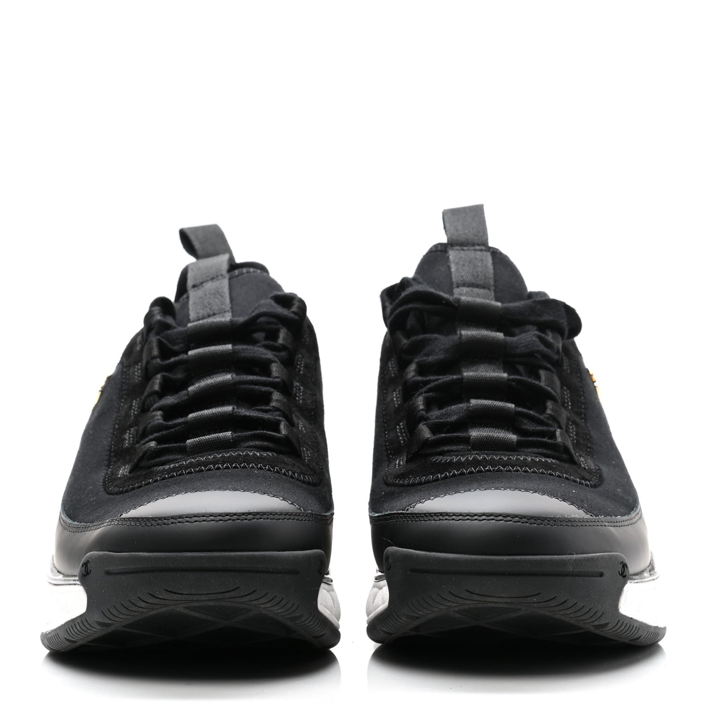 Velvet Calfskin Mixed Fibers CC Sneakers 39.5 Black