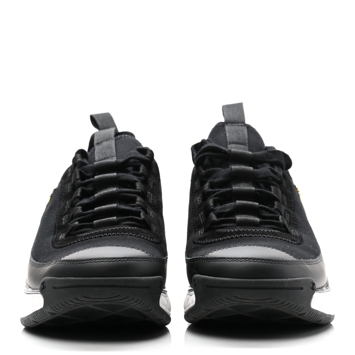 Chanel Velvet Calfskin Mixed Fibers CC Sneakers 39.5 Black 4 of 8