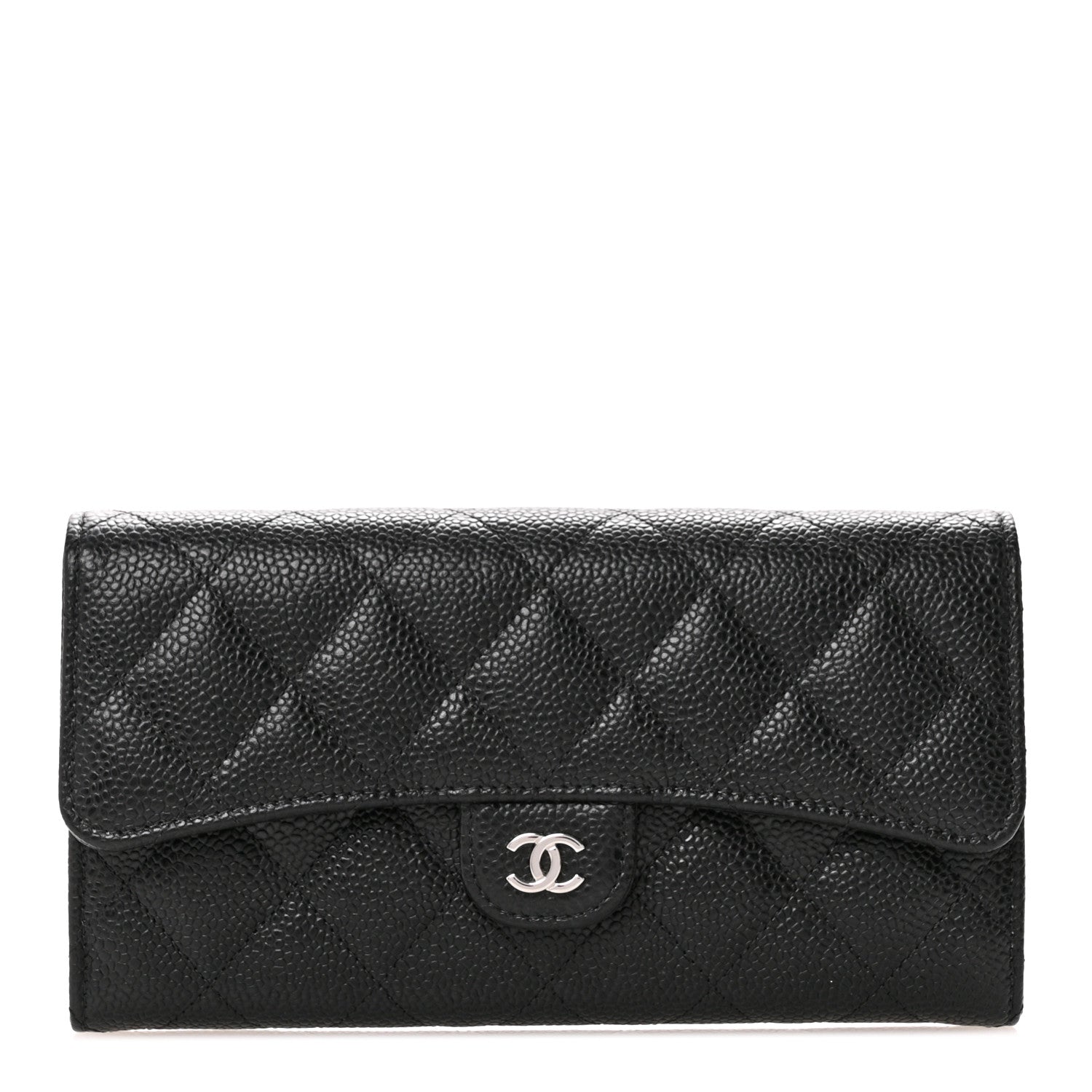 Chanel Caviar Quilted Large Gusset Flap Wallet Black 1 of 10