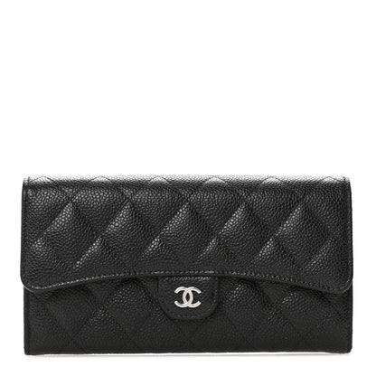 Chanel Caviar Quilted Large Gusset Flap Wallet Black 1 of 10