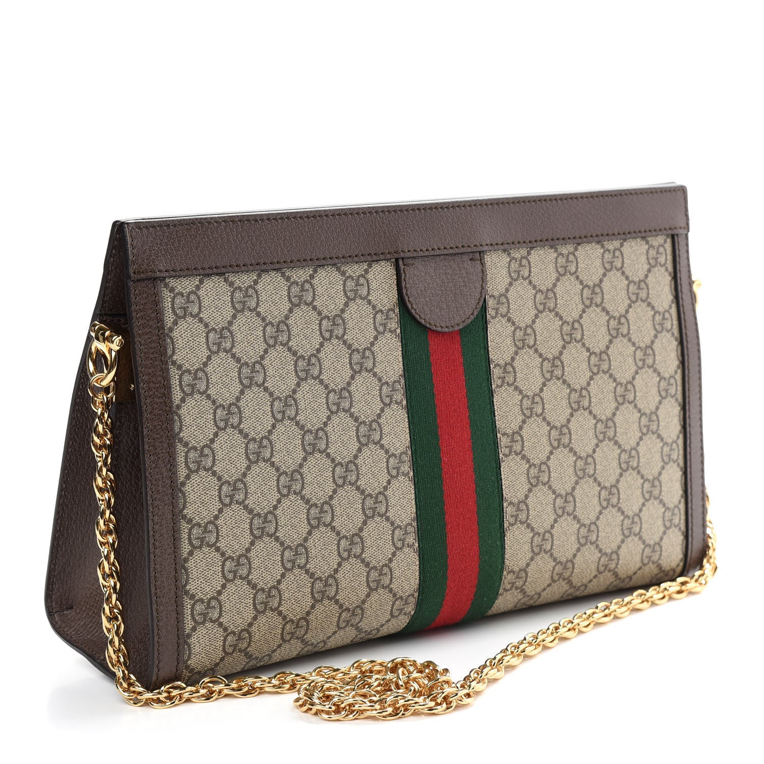 Gucci GG Supreme Monogram Web Medium Ophidia Chain Shoulder Bag Brown 3 of 10