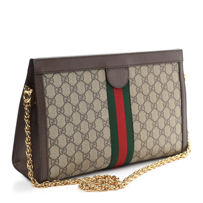 Gucci GG Supreme Monogram Web Medium Ophidia Chain Shoulder Bag Brown 3 of 10