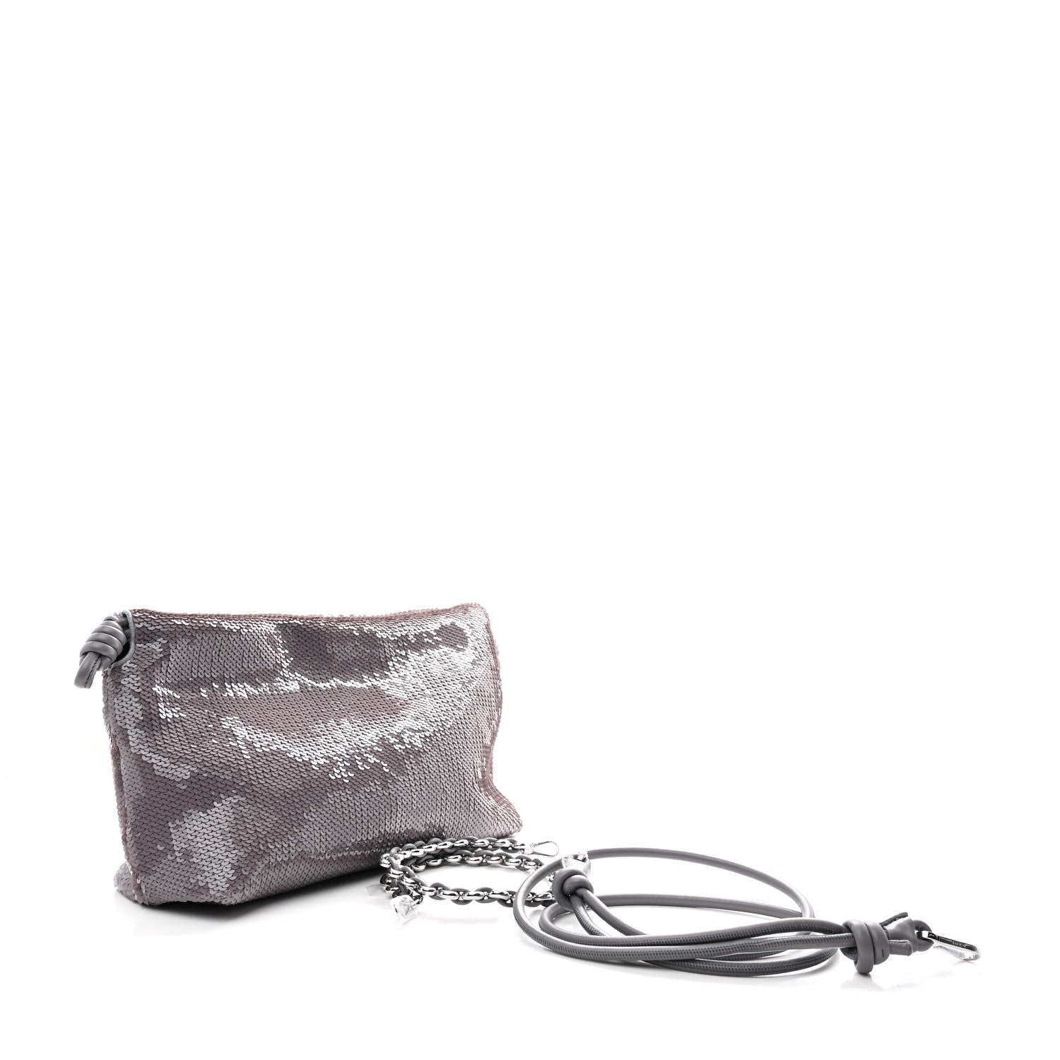 Loewe Sequin Medium Donut Chain Flamenco Knot Clutch Grey 2 of 9