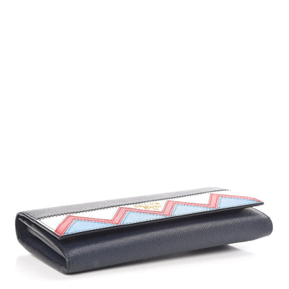 Prada Saffiano Greche Flap Continental Wallet Baltico Rosso 5 of 8