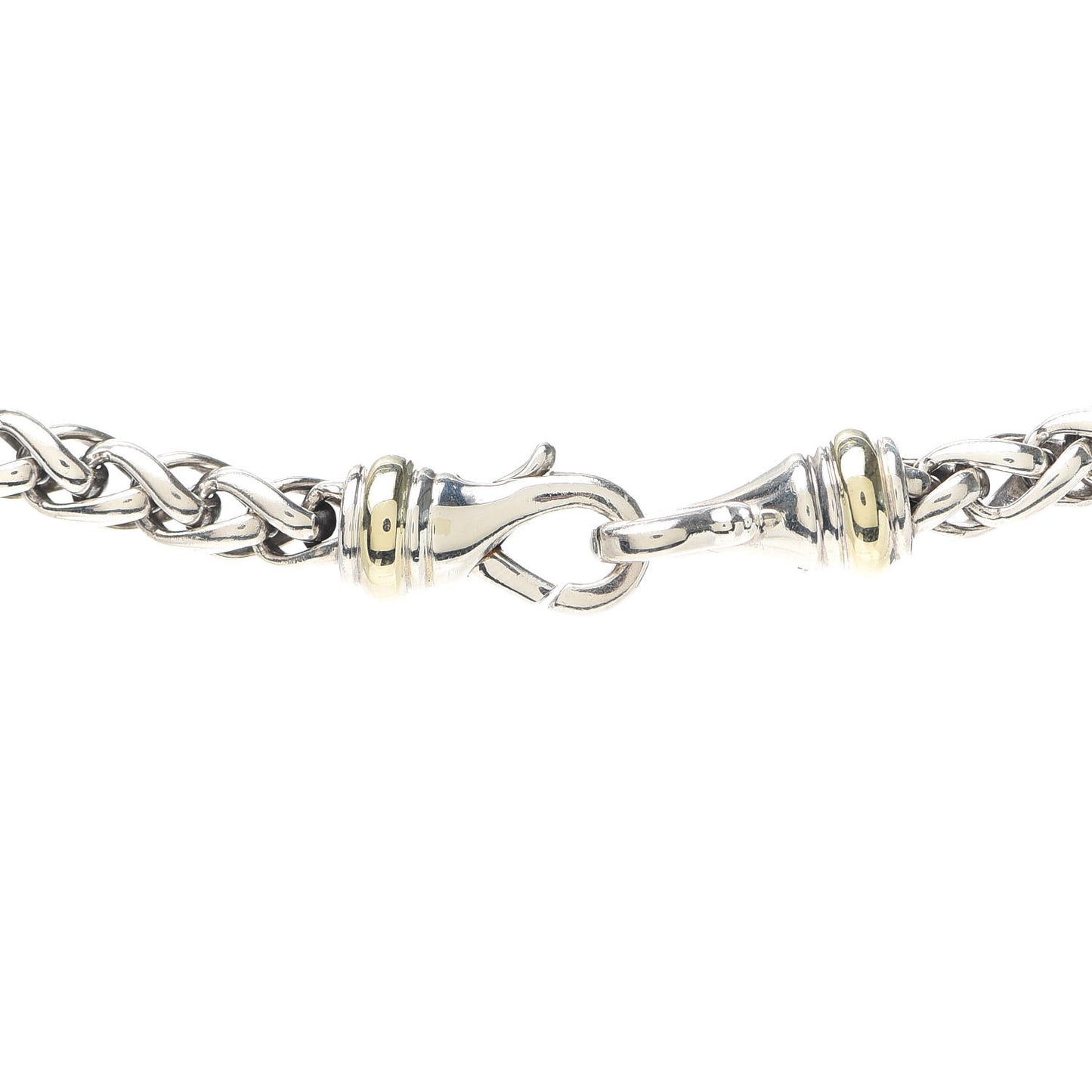 Sterling Silver 14K Yellow Gold 6mm Wheat Chain Necklace