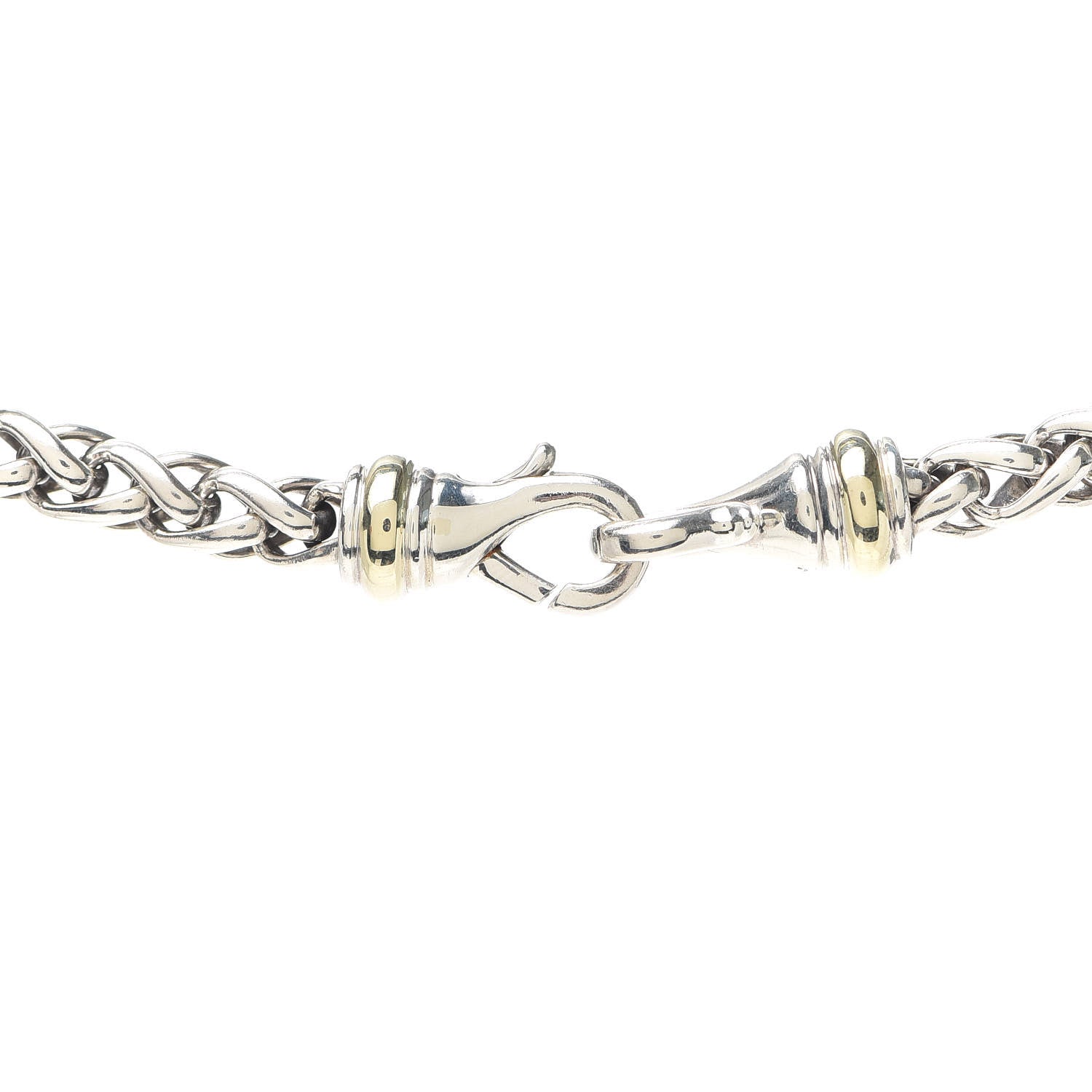 David Yurman Sterling Silver 14K Yellow Gold 6mm Wheat Chain Necklace 4 of 5