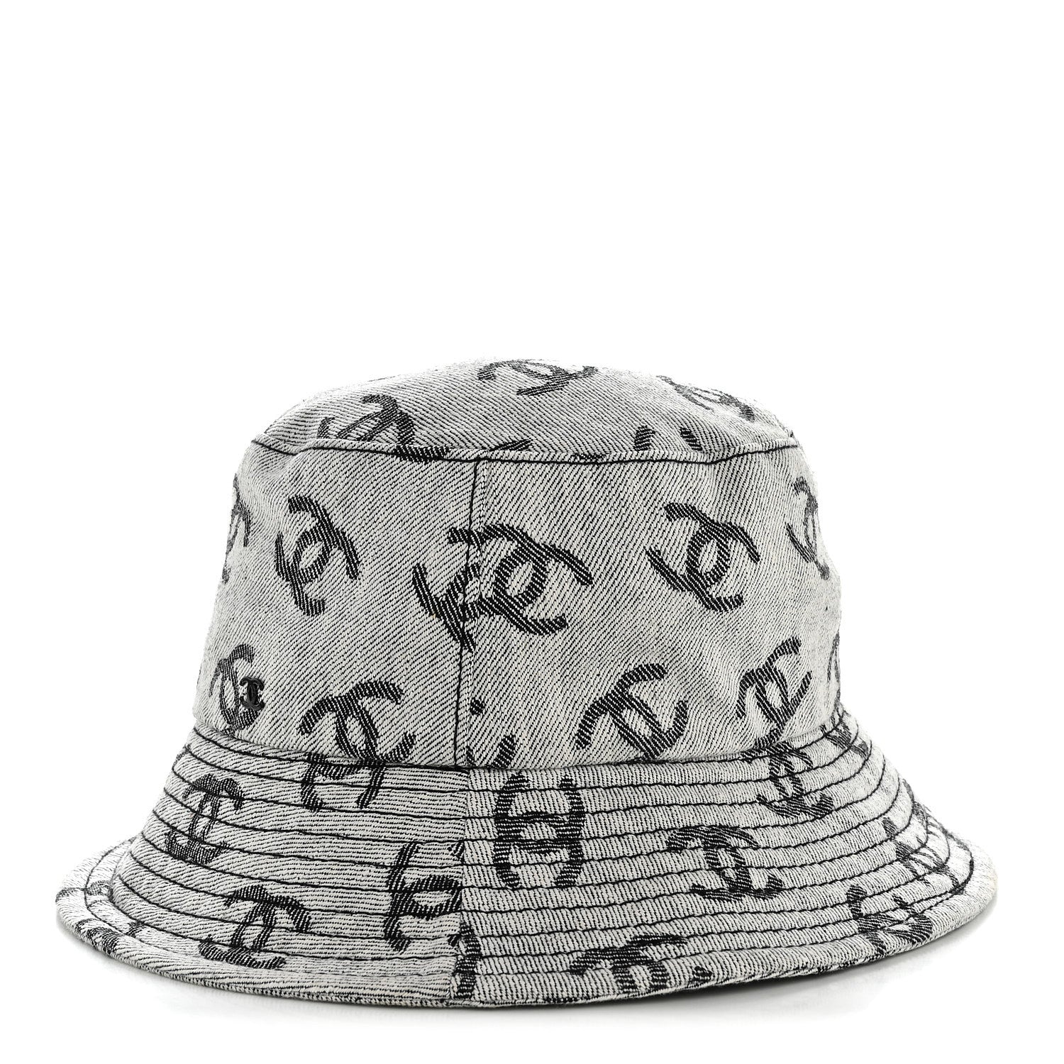 Chanel Denim CC Bucket Hat S White Black 4 of 9