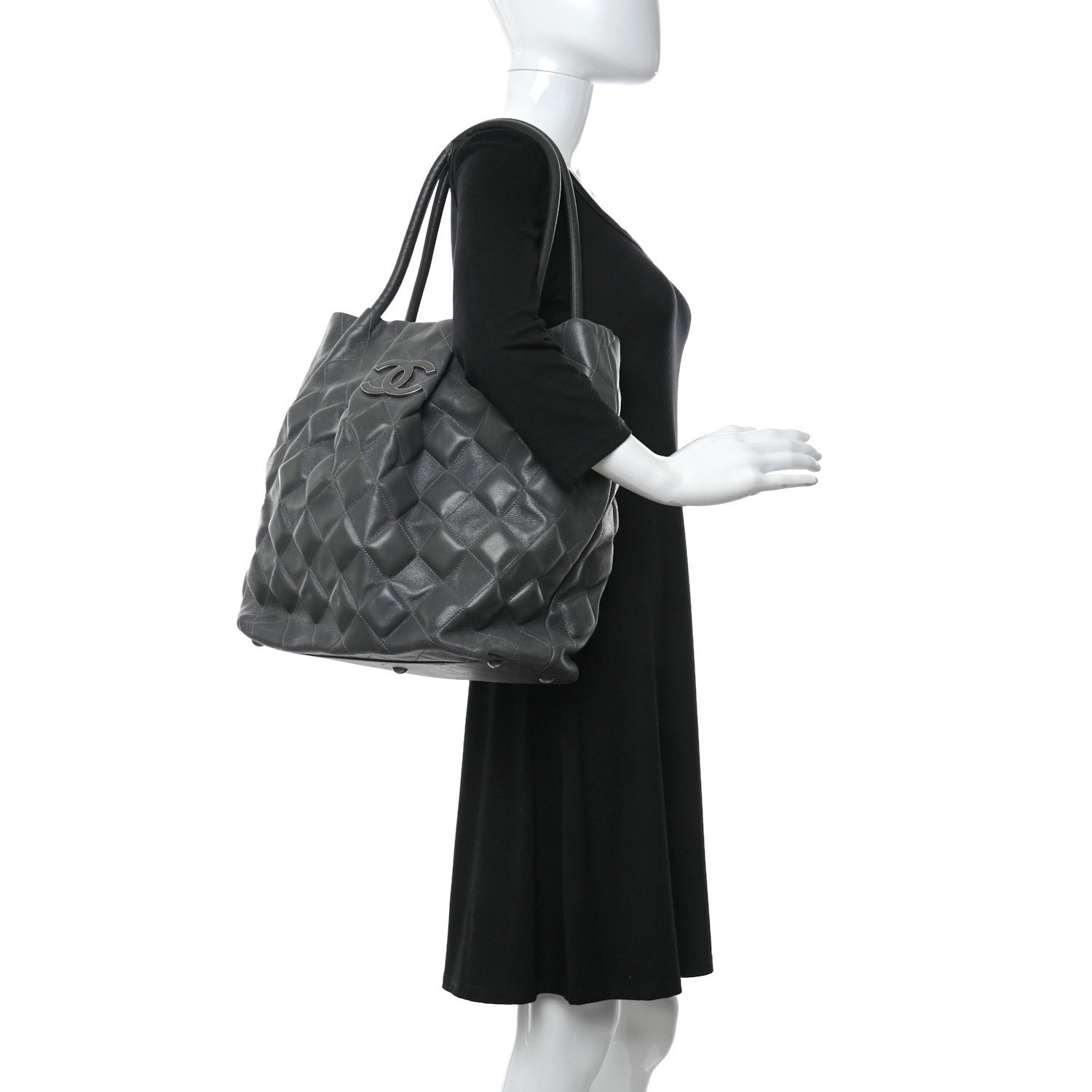 Chanel Calfskin Sloane Square Tote Grey 2 of 12
