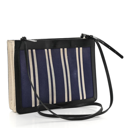 Balenciaga Cotton Canvas Striped Pochette Crossbody Bag Navy 3 of 9