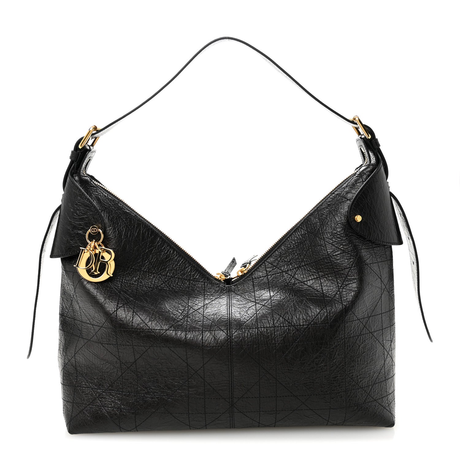 Christian Dior Crinkled Calfskin Macrocannage Large Voyage Bag
