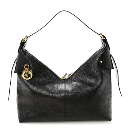 Christian Dior Crinkled Calfskin Macrocannage Large Voyage Bag Black 1 of 11