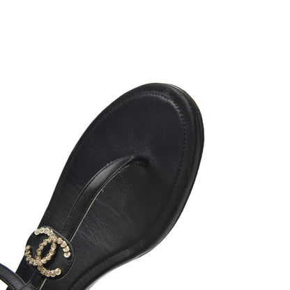 Chanel Lambskin CC Chain Thong Sandals 36 Black 13 of 19