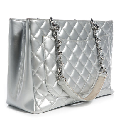 Chanel Patent Leather GST Grand Shopping Tote Silver 3 of 7