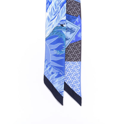 Hermes Silk Cheval Phoenix Twilly Marine Ciel Cobalt 3 of 4