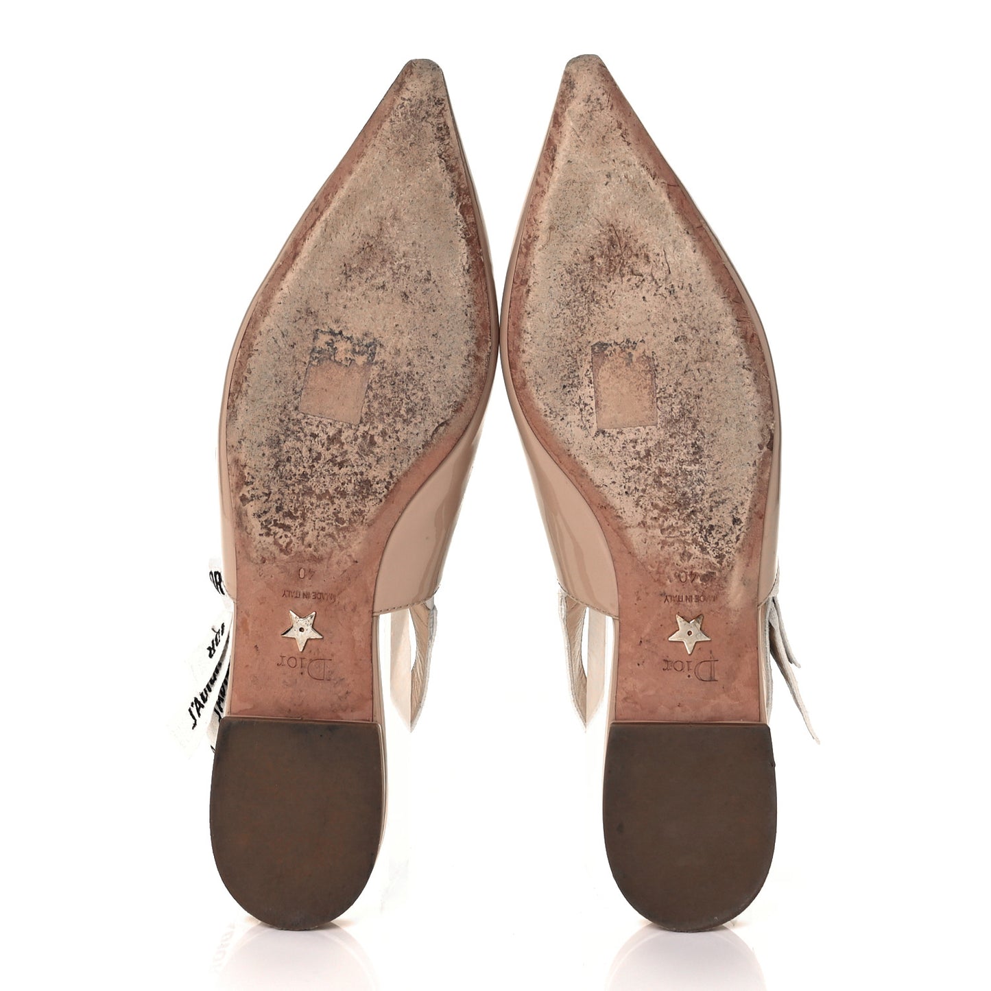 Patent Ribbon J'Adior Slingback Ballet Flats 40 Nude