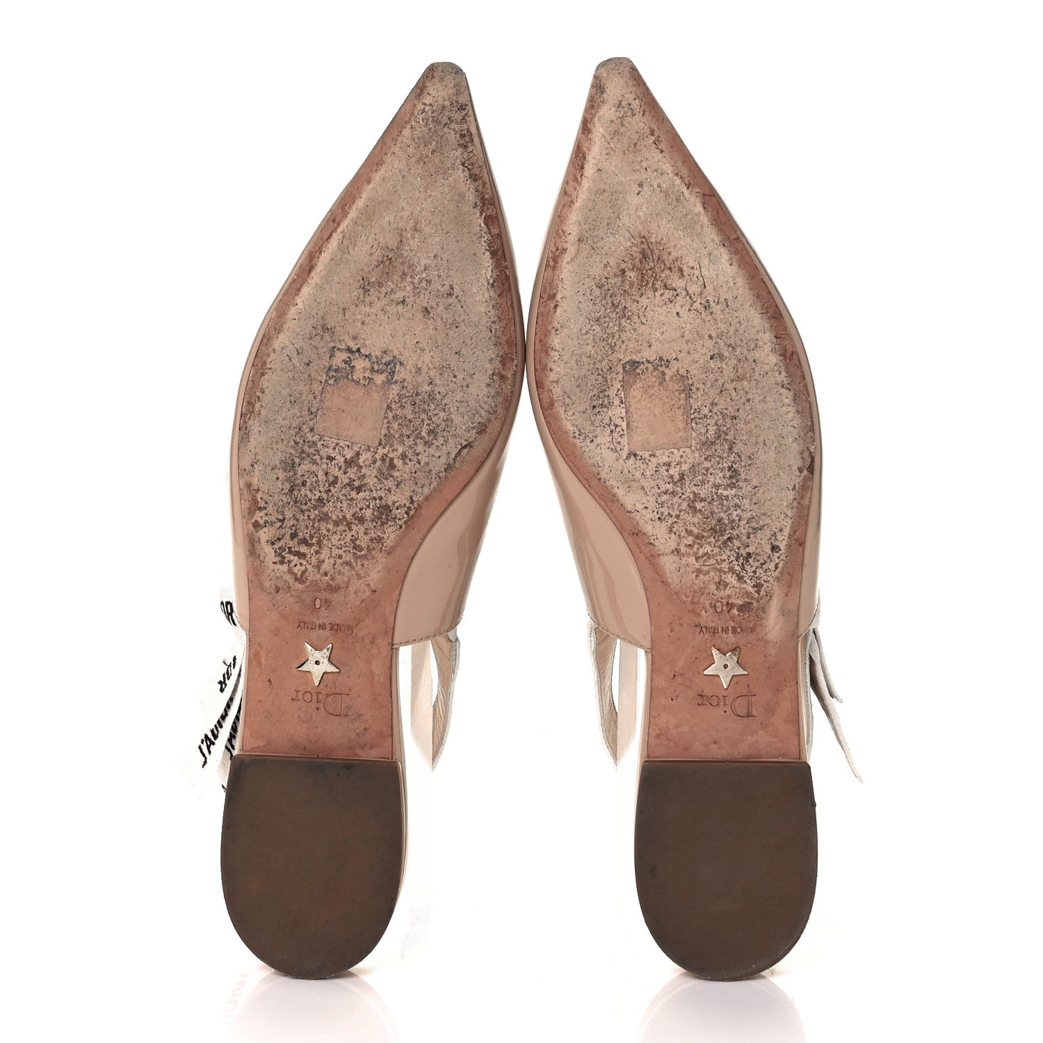 Christian Dior Patent Ribbon J'Adior Slingback Ballet Flats 40 Nude 5 of 9