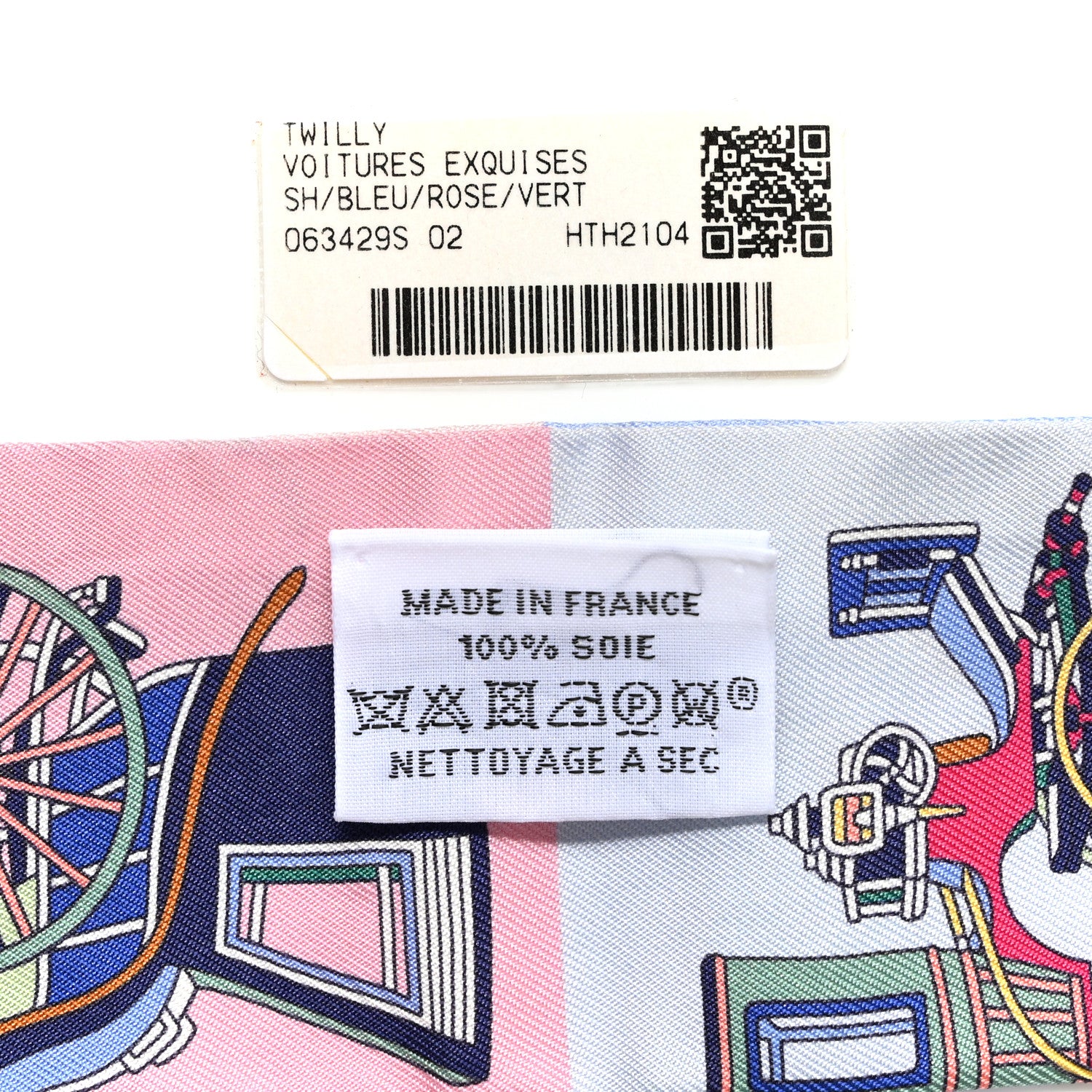 Hermes Silk Les Voitures Exquises Twilly Bleu Rose Vert 3 of 5