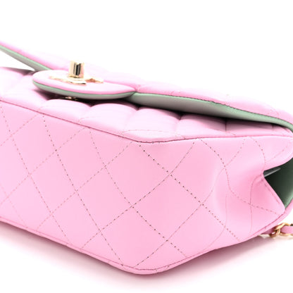 Chanel Lambskin Quilted Mini Top Handle Rectangular Flap Lilac Light Green 10 of 10