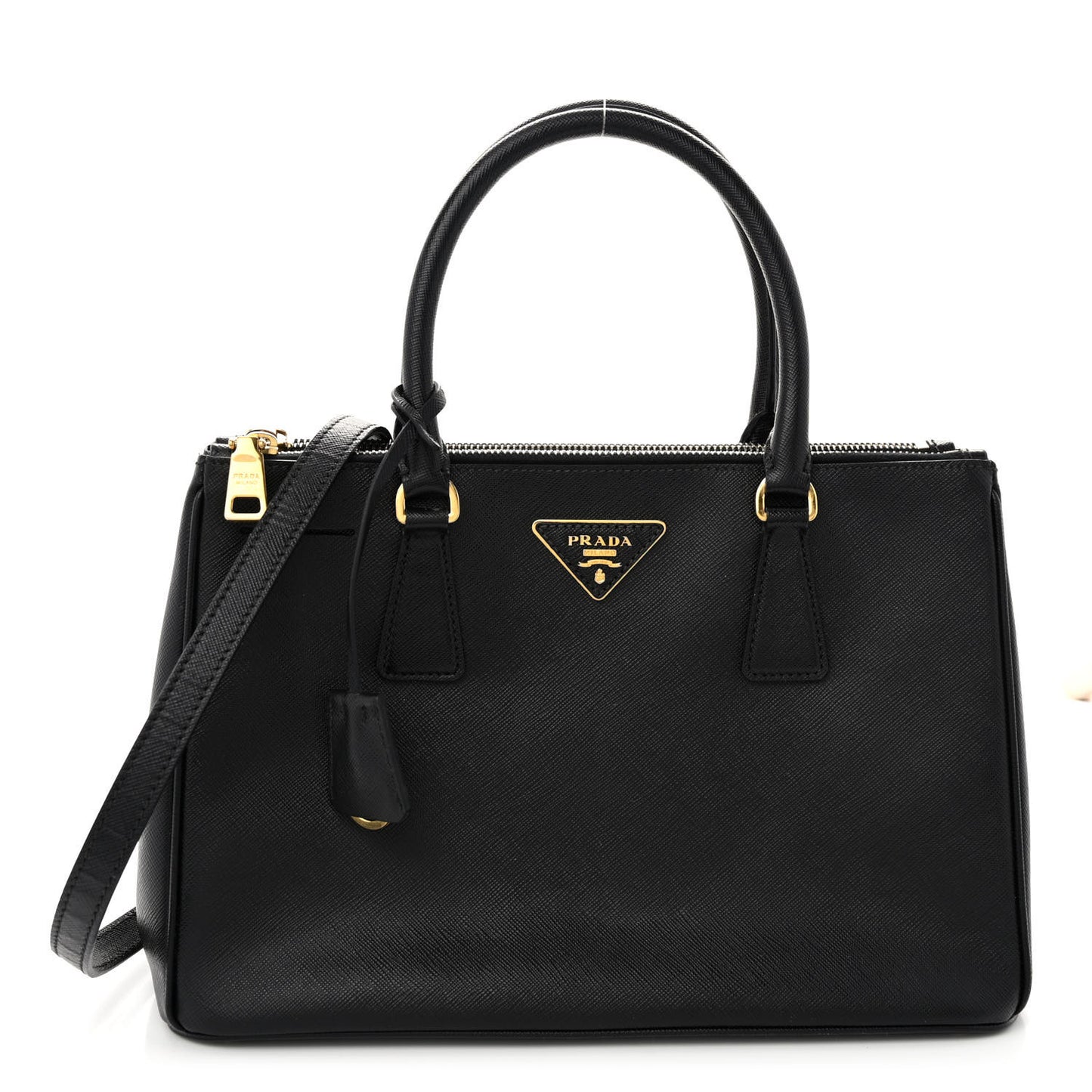 Saffiano Medium Galleria Double Zip Tote Black