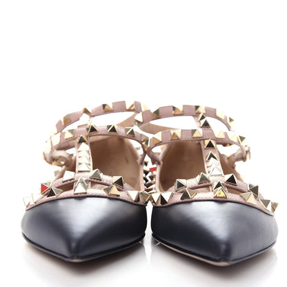 Valentino Garavani Nappa Rockstud Cage Ballerina Flats 35 Black Poudre 2 of 11