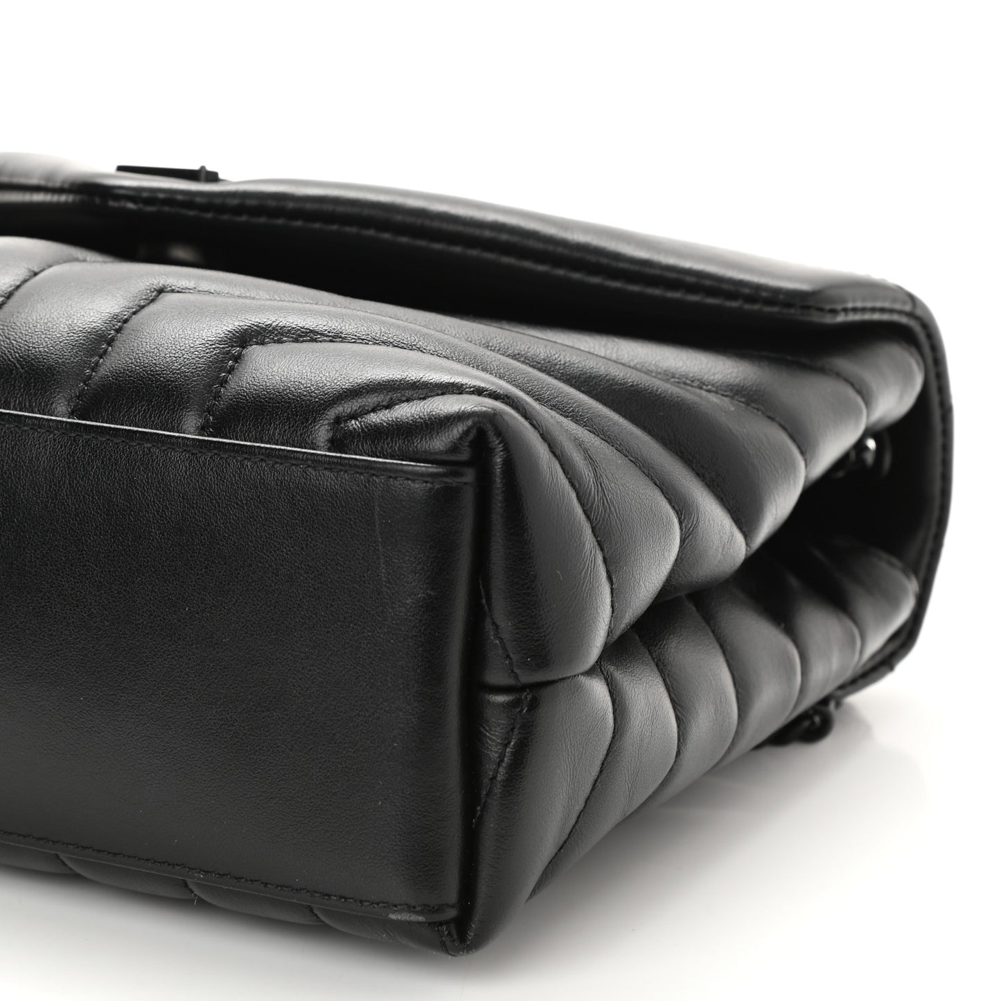 Calfskin Y Quilted Monogram Monochrome Small Loulou Chain Satchel Black