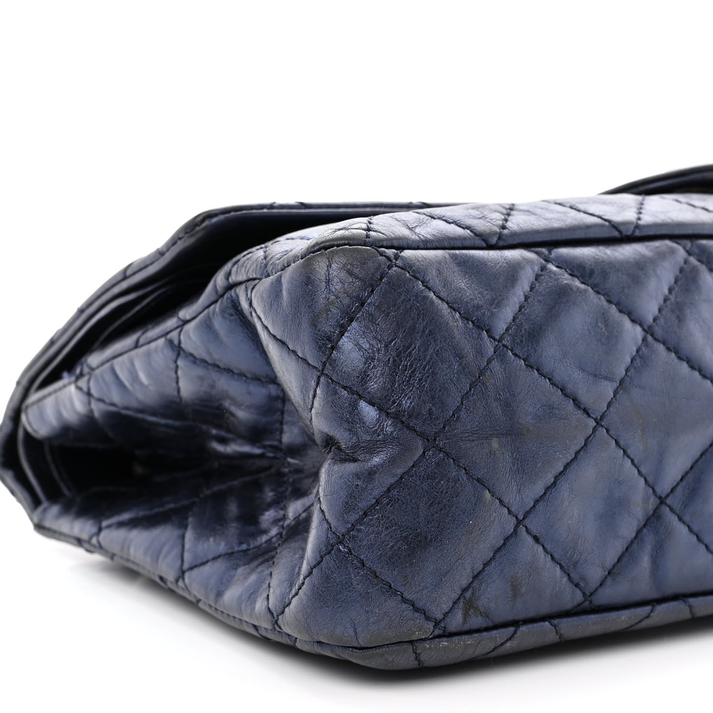 Aged Calfskin Quilted 2.55 Reissue 227 Flap Navy Blue