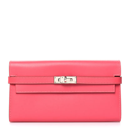 Hermes Tadelakt Kelly Longue Wallet Rose Lipstick 1 of 11