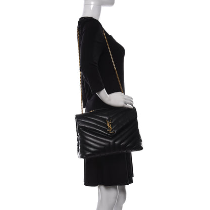 Saint Laurent Calfskin Y Quilted Monogram Medium Loulou Chain Satchel Black 2 of 10