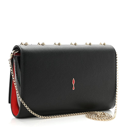 Christian Louboutin Grained Calfskin Spikes Loubinthesky Paloma Wallet On Chain Black Multimetal 3 of 8