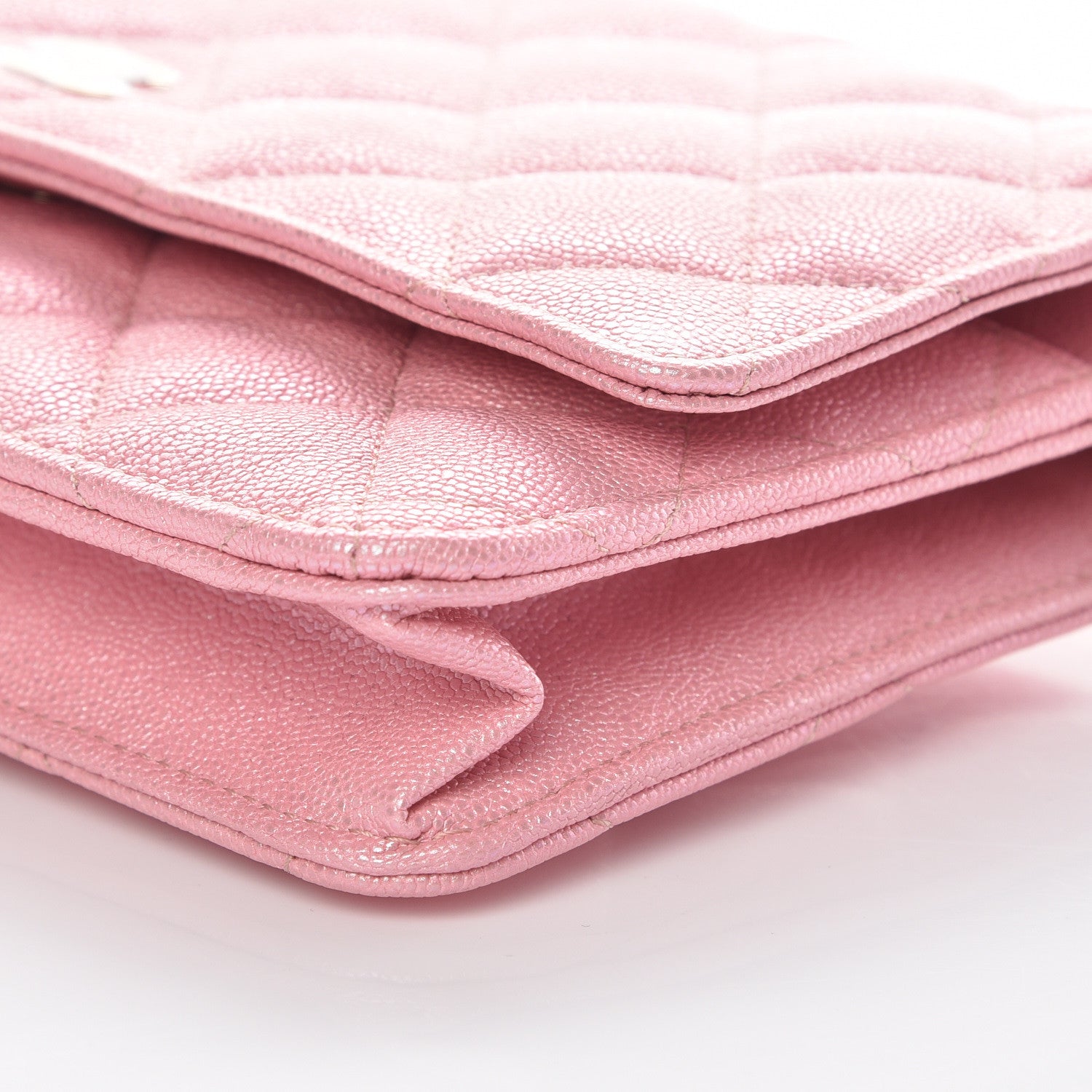 Chanel Iridescent Caviar Quilted Wallet on Chain WOC Rose Pink 10 of 11