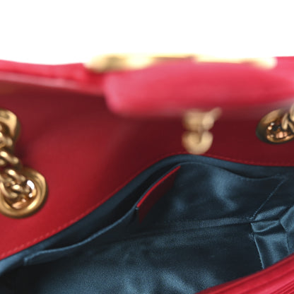 Gucci Velvet Matelasse Mini GG Marmont Shoulder Bag Hibiscus Red 5 of 10