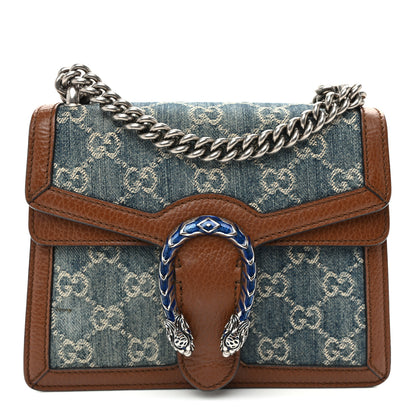 Gucci New Denim GG Monogram Dollar Calfskin Enamel Mini Dionysus Shoulder Bag Blue Tea Cuir Epilog Electric Blue 1 of 14