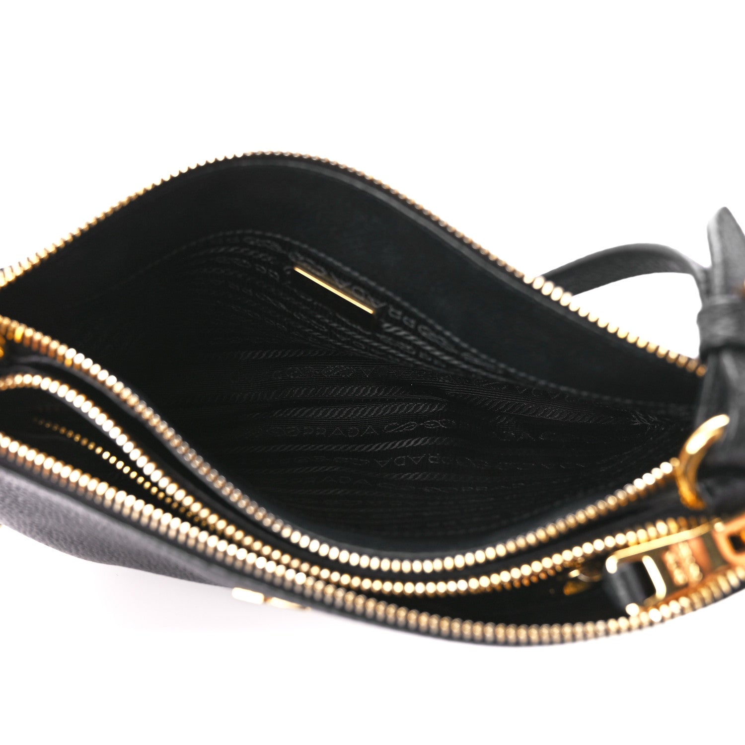Prada Vitello Daino Double Zip Crossbody Bag Black 5 of 13