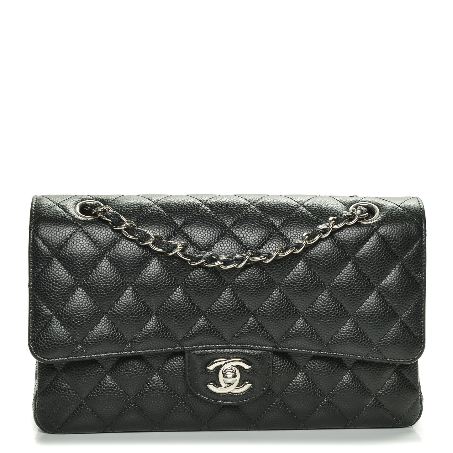 Caviar Quilted Medium Double Flap Black