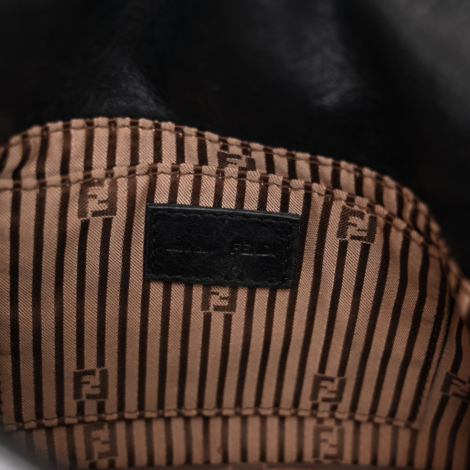Fendi Vitello Flamingo Fendista Pouchette Crossbody Black 6 of 10