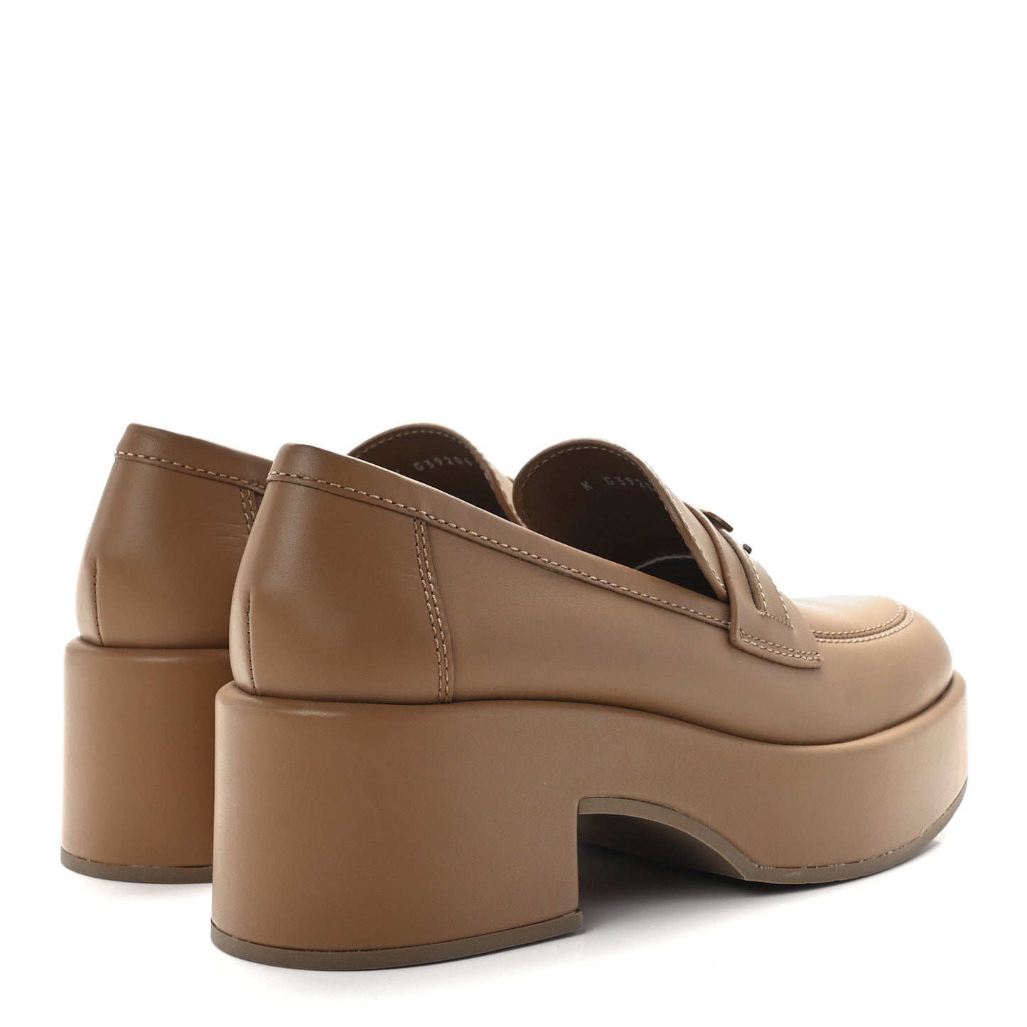 Calfskin CC Platform Loafers 38 Beige