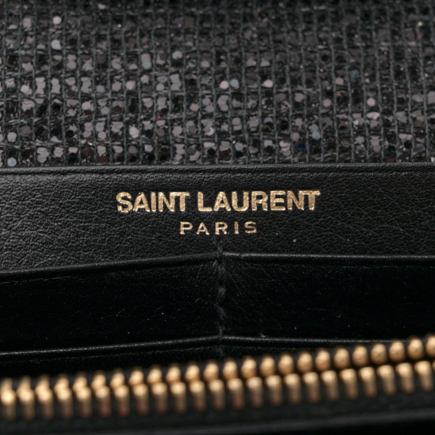 Saint Laurent Glitter Classic Monogram Galactica Chain Wallet Black 6 of 11